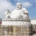 White marble stone laughing buddha statue